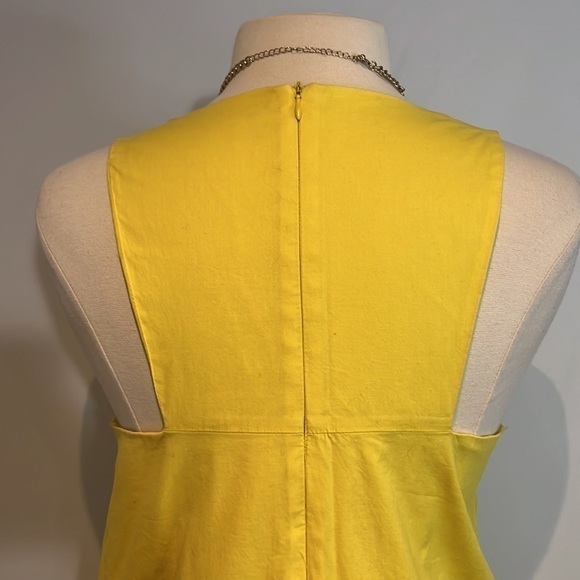 Free People yellow “V” neck mini dress size M/L - Picture 5 of 12